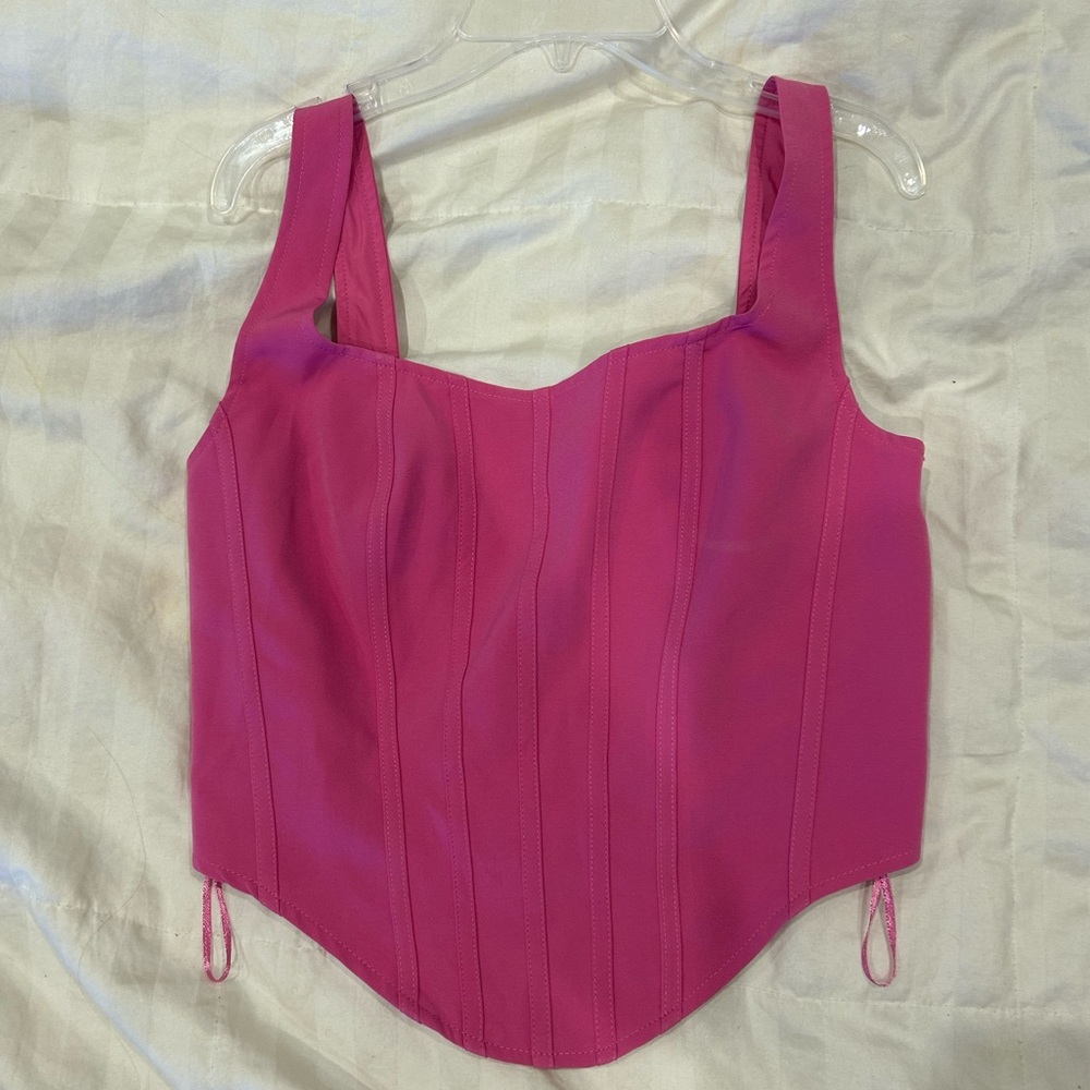 Pink, corset style top, new with tags, size small